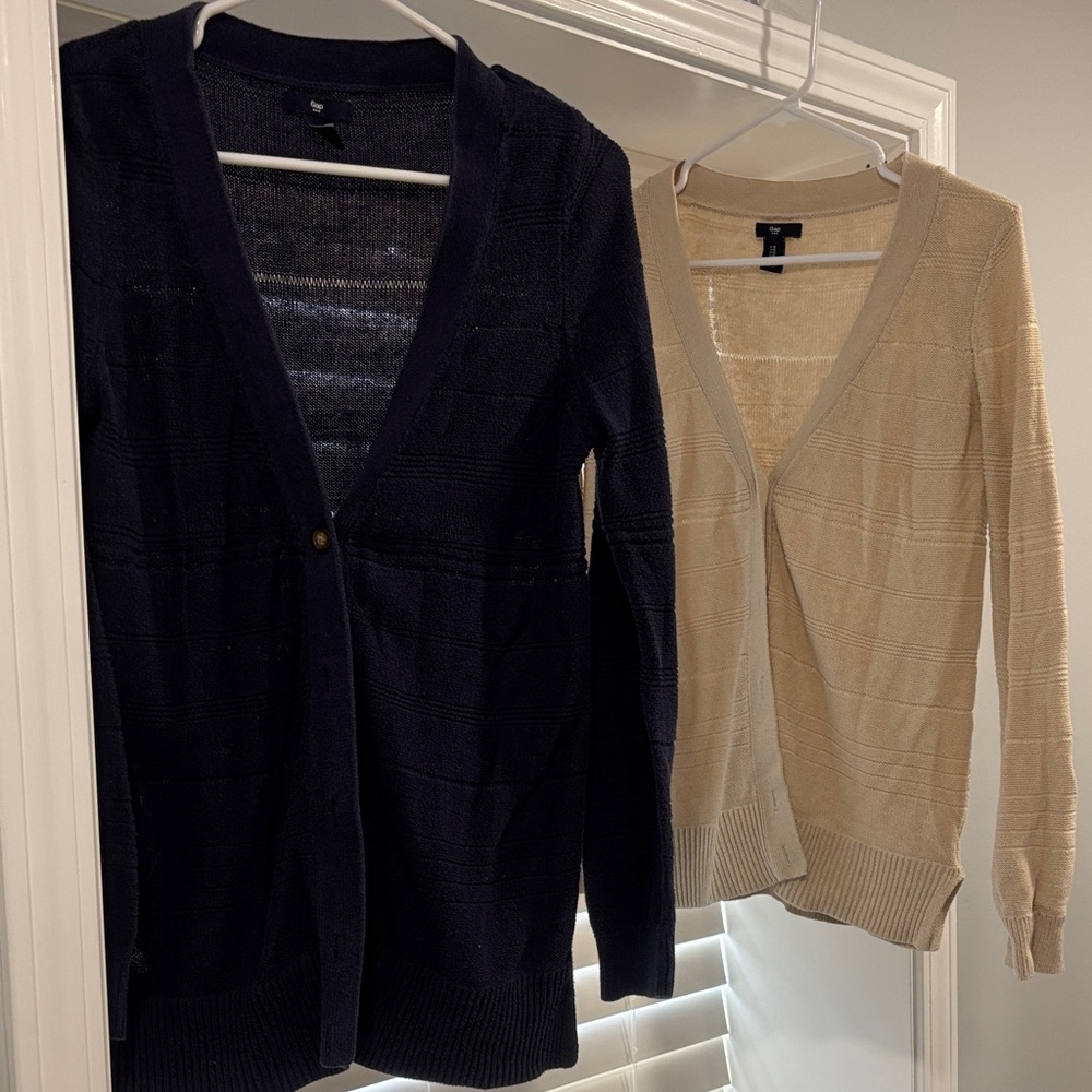 GAP Dark Blue and Light Tan Cardigans